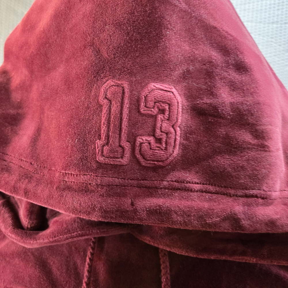 Puma By Rhianna Burgundy Velour "Fenty" Hoodie W/ 13 On Hood Streetwear - Picture 2 of 12